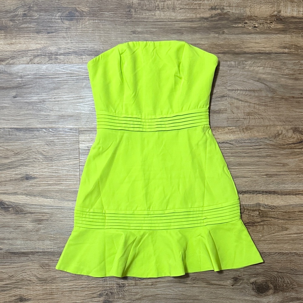 DO+BE Neon Lime Strapless Peplum Dress